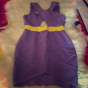 Purple and yellow bandage dress!!